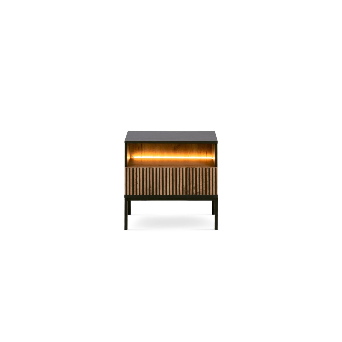Szafka nocna Lampy z lamelowym frontem 54x56 cm – widok z przodu