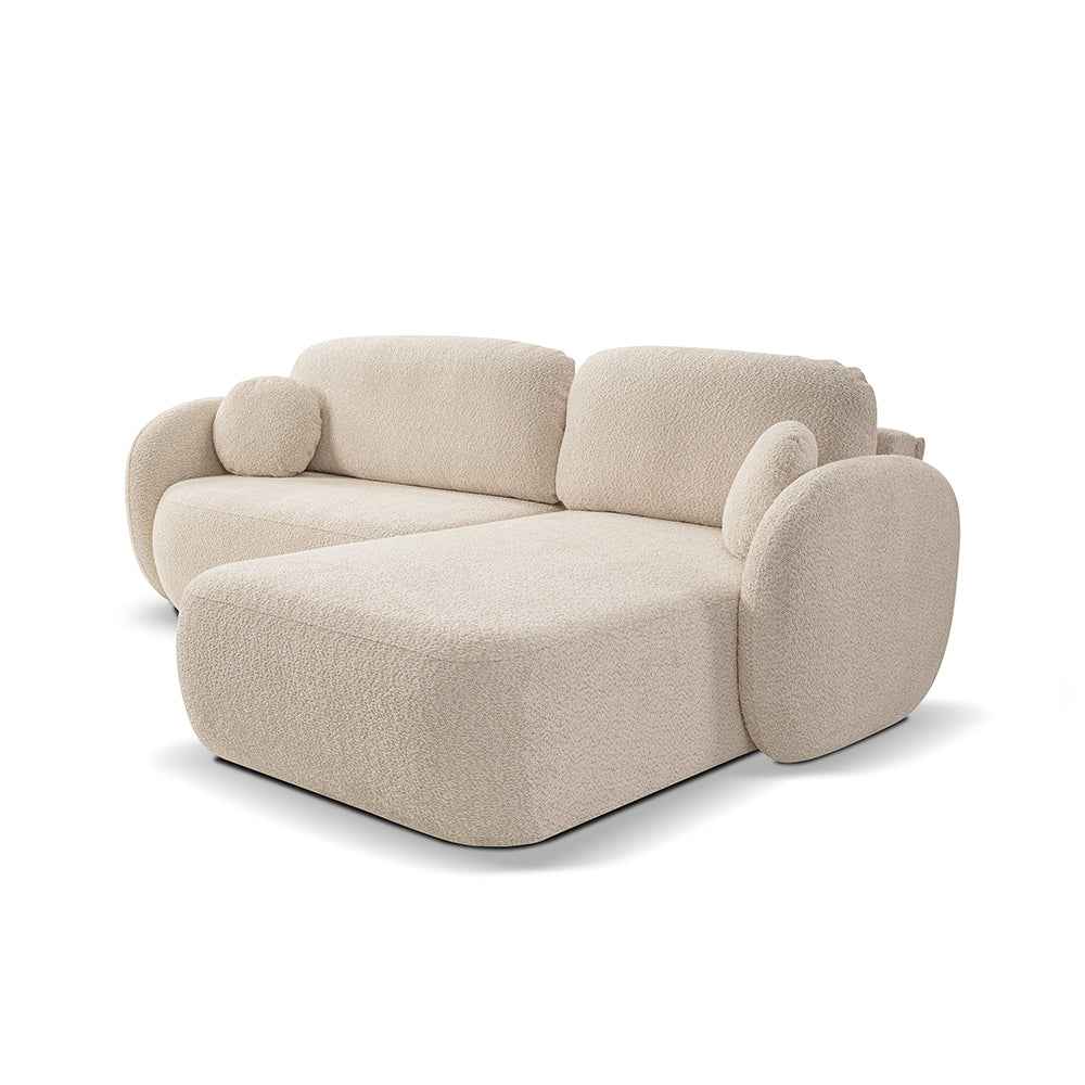 Olemo 4 Seater Corner Sofa Bed, Minimalist Style, Abriamo Fabric – angled view | Pillovely