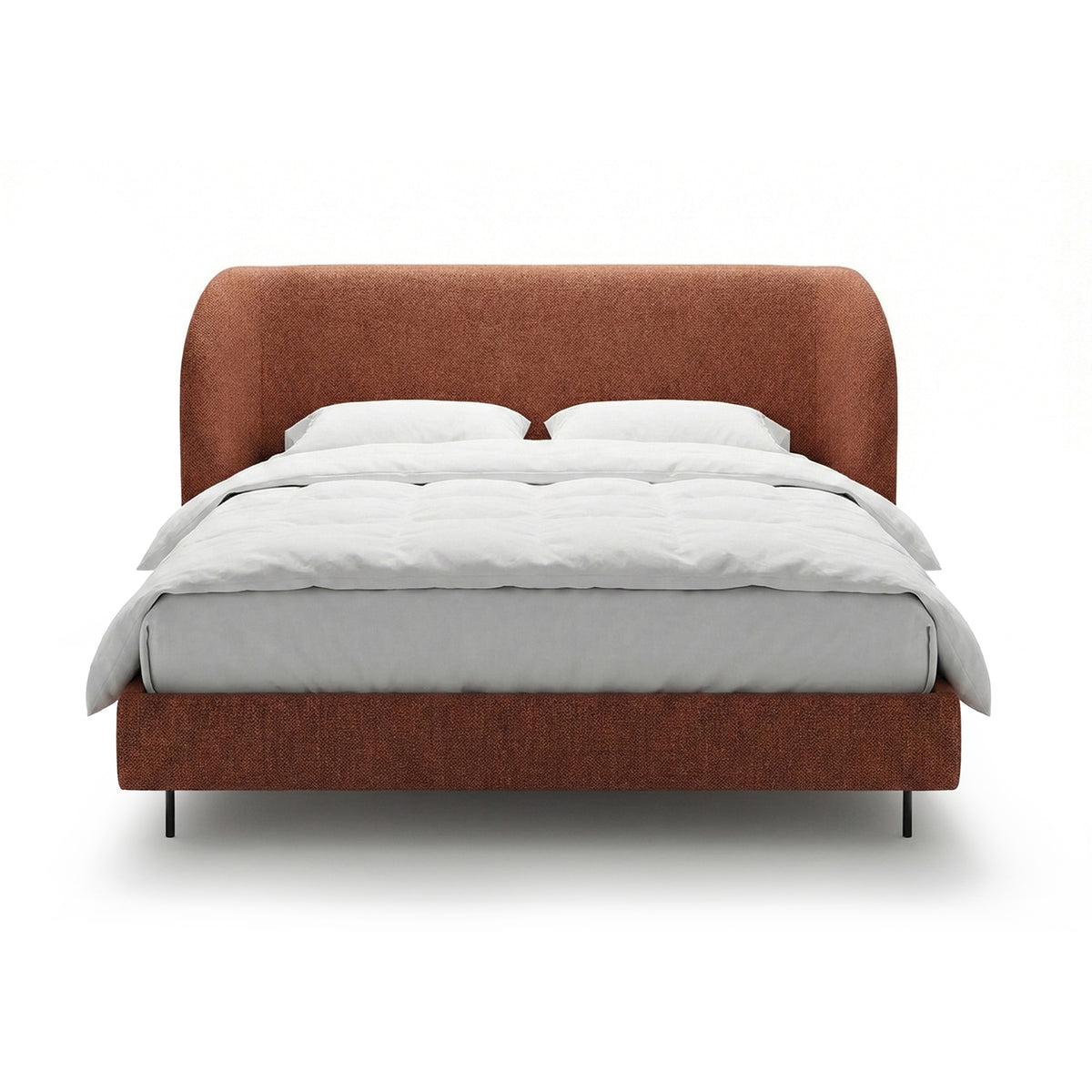 Upholstered Bed with a Smooth Headboard in Minimalist Style | Dorida
