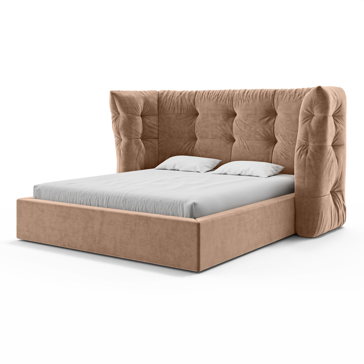 Diara Tufted Upholstered Ottoman Bed with Storage 140x200, 160x200 and 180x200, Glamour Style – angled view | Pillovely