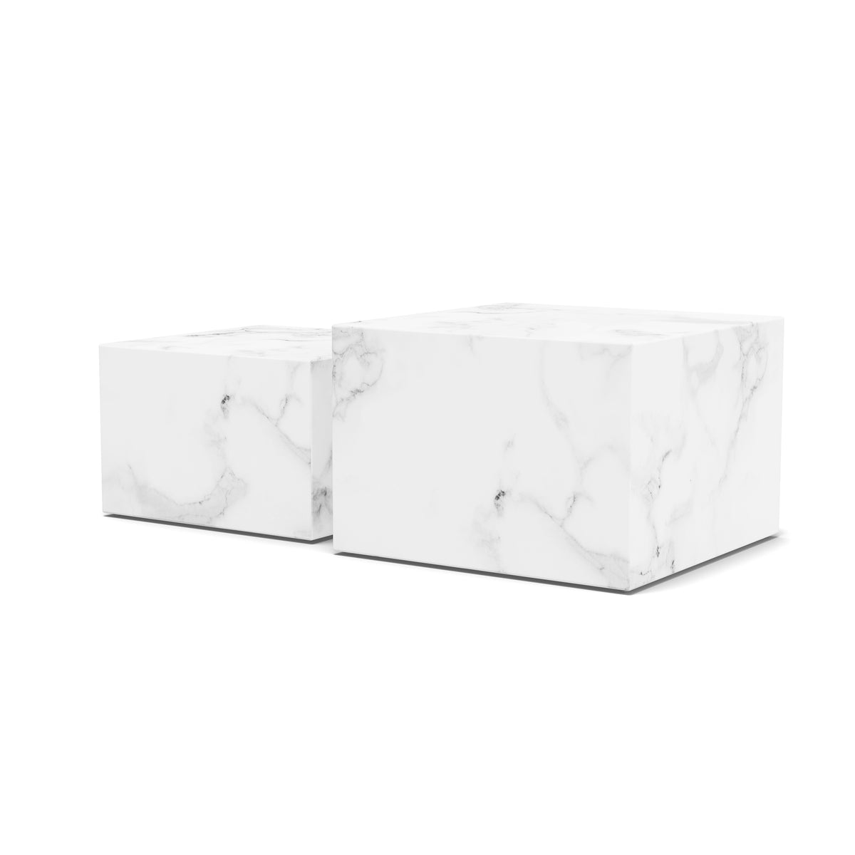 Quadrato Set of Two Coffee Tables, Modern Organic Style – Marble