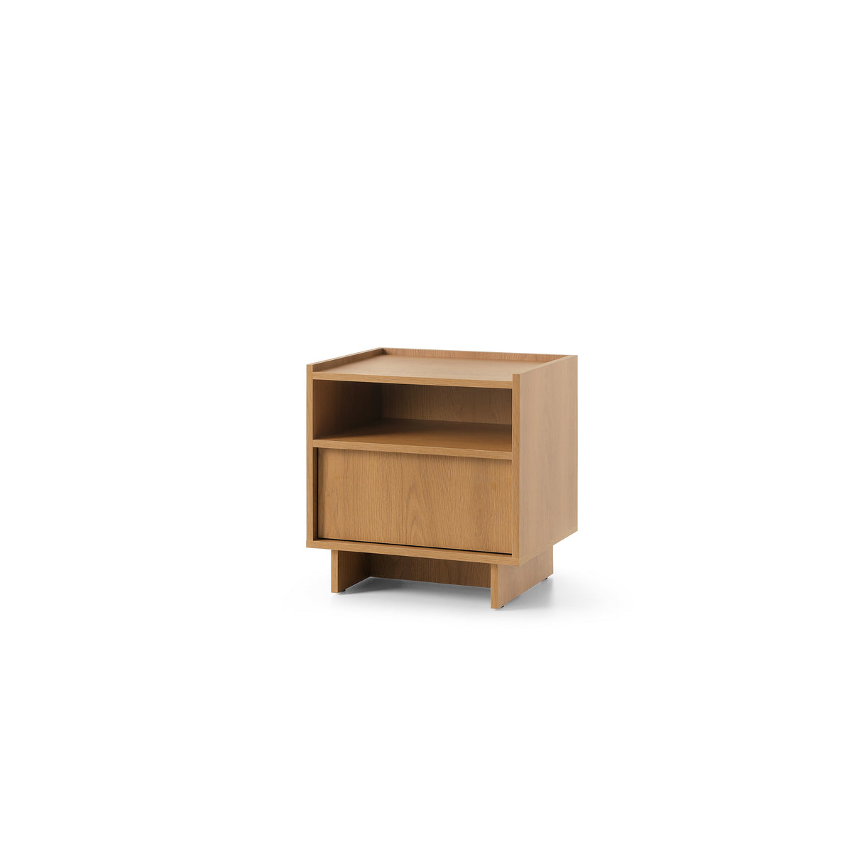 Kiyro Bedside Table with Drawer 50x51 cm, Japandi Style – angled view | Pillovely