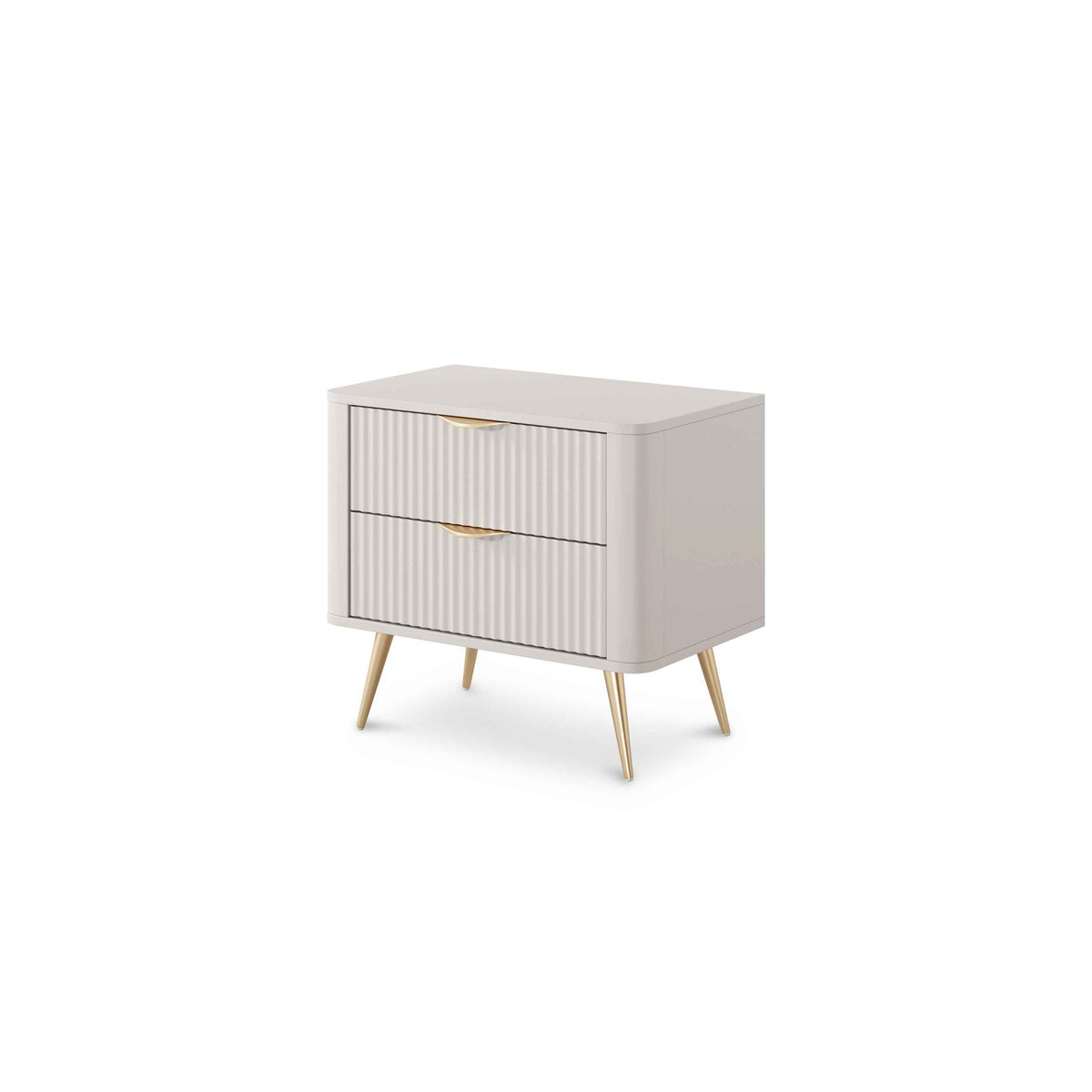 Laanti Bedside Table with 2 Drawers 63x55 cm, Elegant Style – Beige