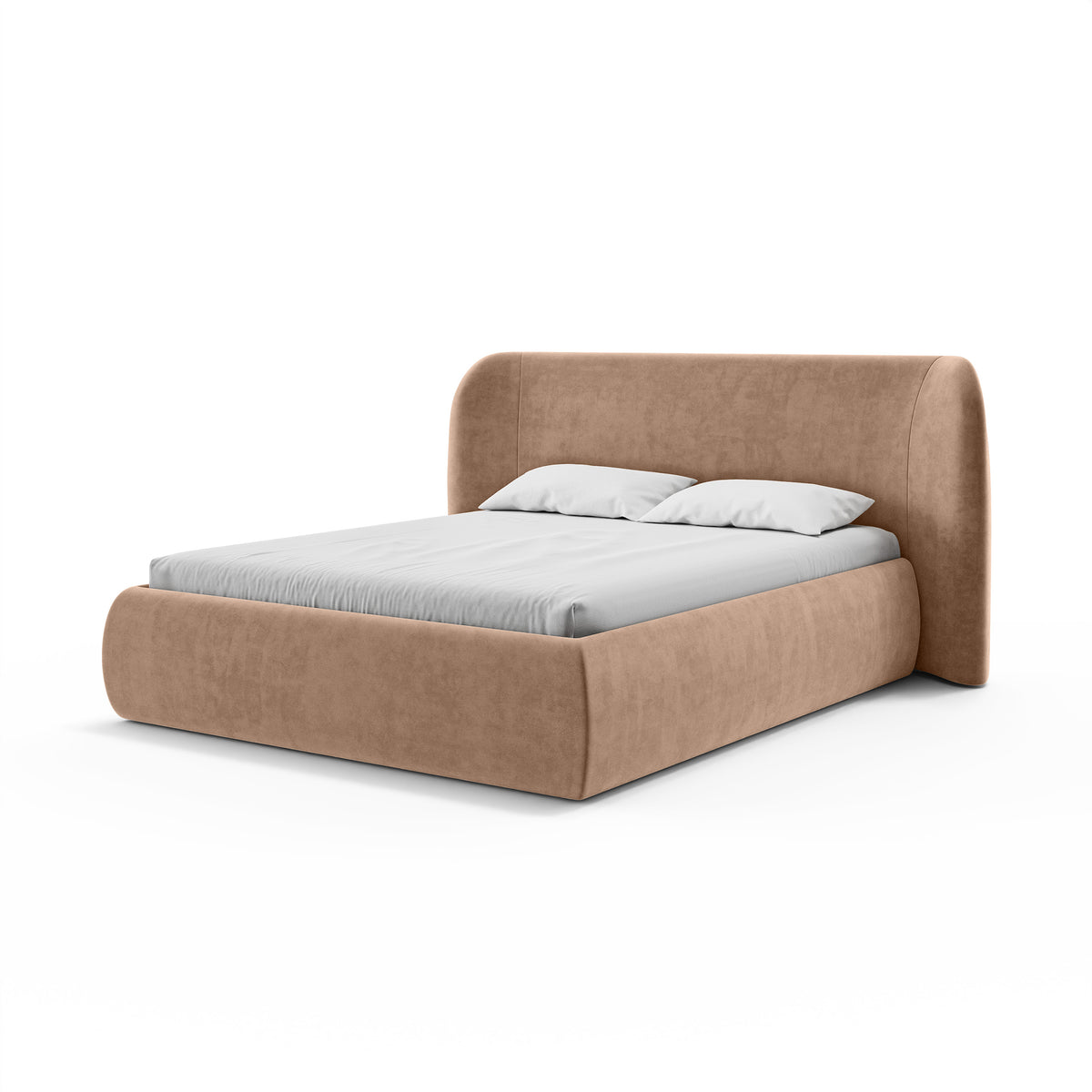 Frasspo Upholstered Ottoman Bed with Storage 140x200, 160x200 and 180x200, Modern Soft Style – angled view | Pillovely
