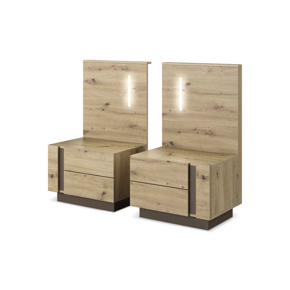 Armelia Set of Bedside Tables with Drawers 60x102 cm, Modern Style – angled view | Pillovely