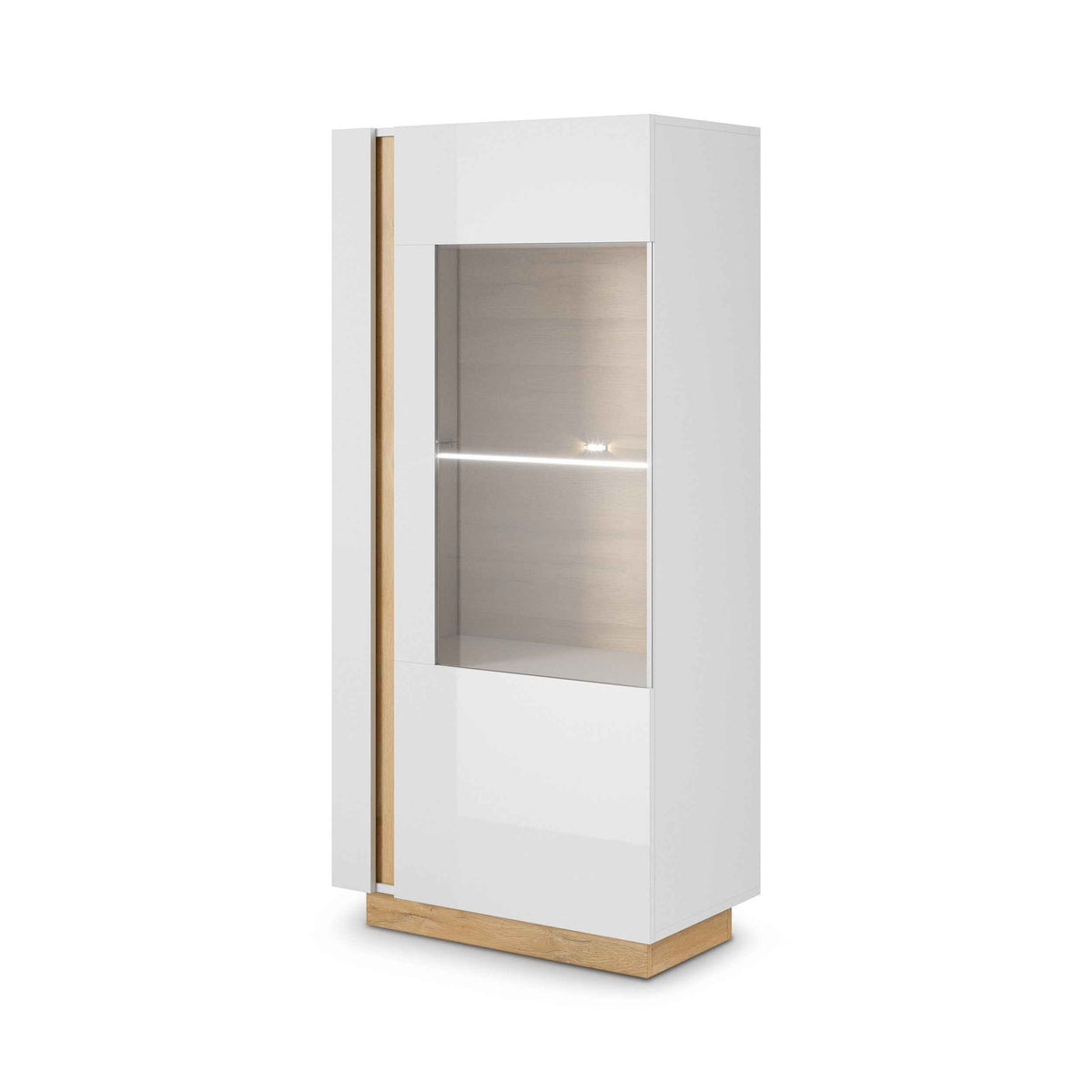Armelia Glass Display Cabinet 72x154 cm, Modern Style – angled view | Pillovely