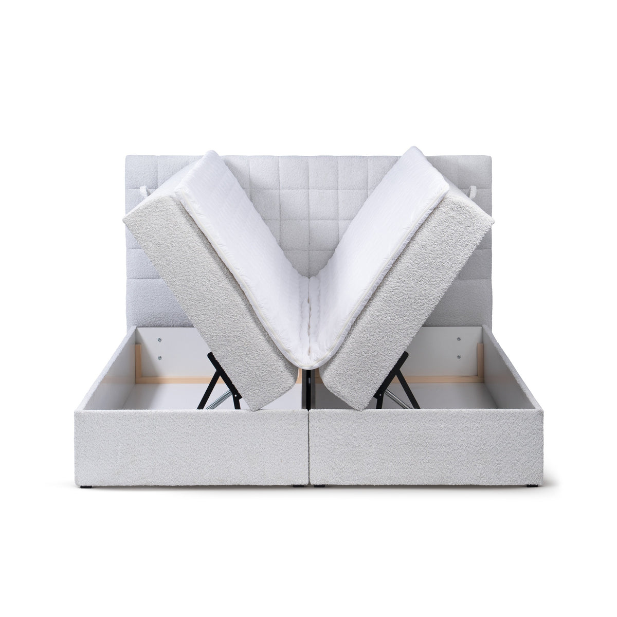 Laky Continental Divan Bed with Topper and Storage, Modern Style – with doors open