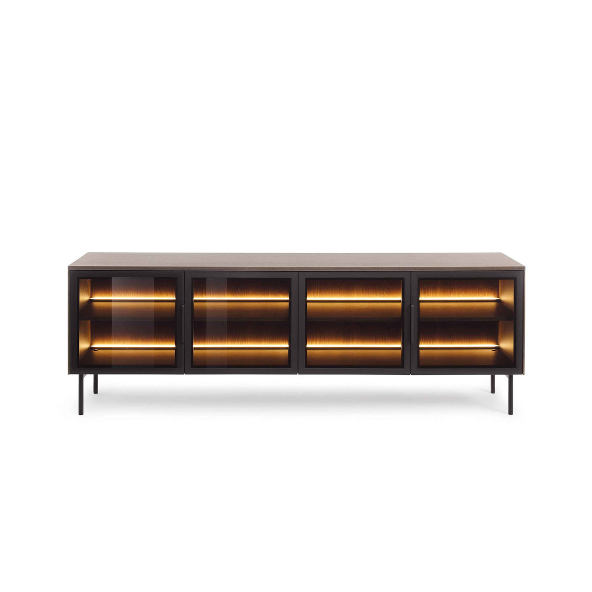 Szafka RTV Lummer 181x62 w stylu nowoczesnym – widok z przodu