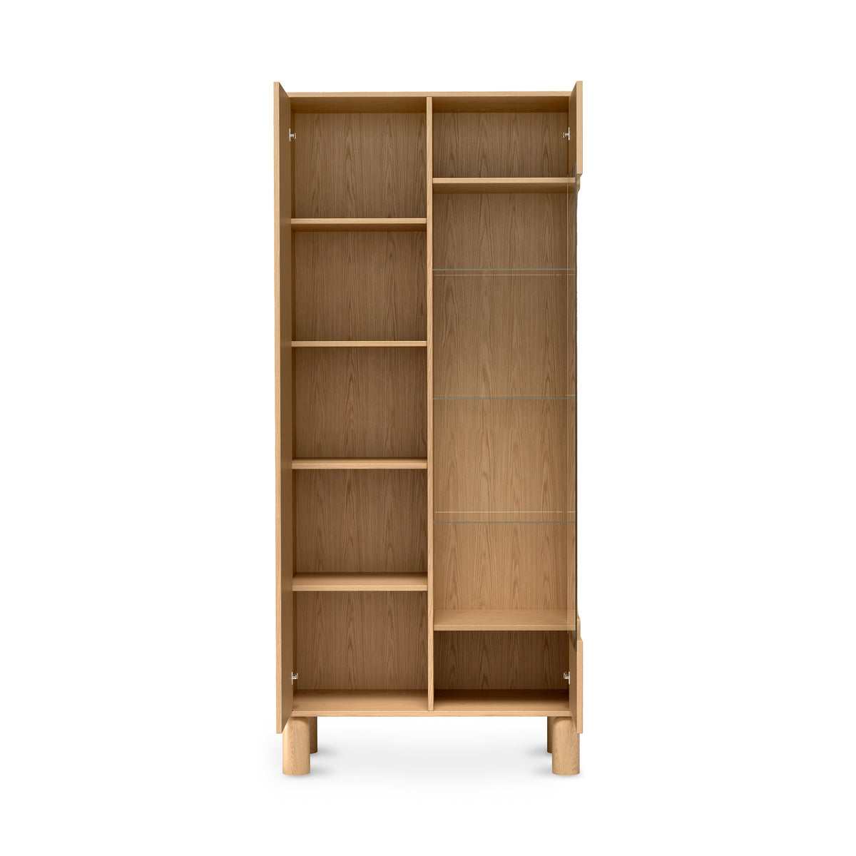 Vitrine haute Fjord 89x197 avec vitrage de style scandinave – avec façades ouvertes