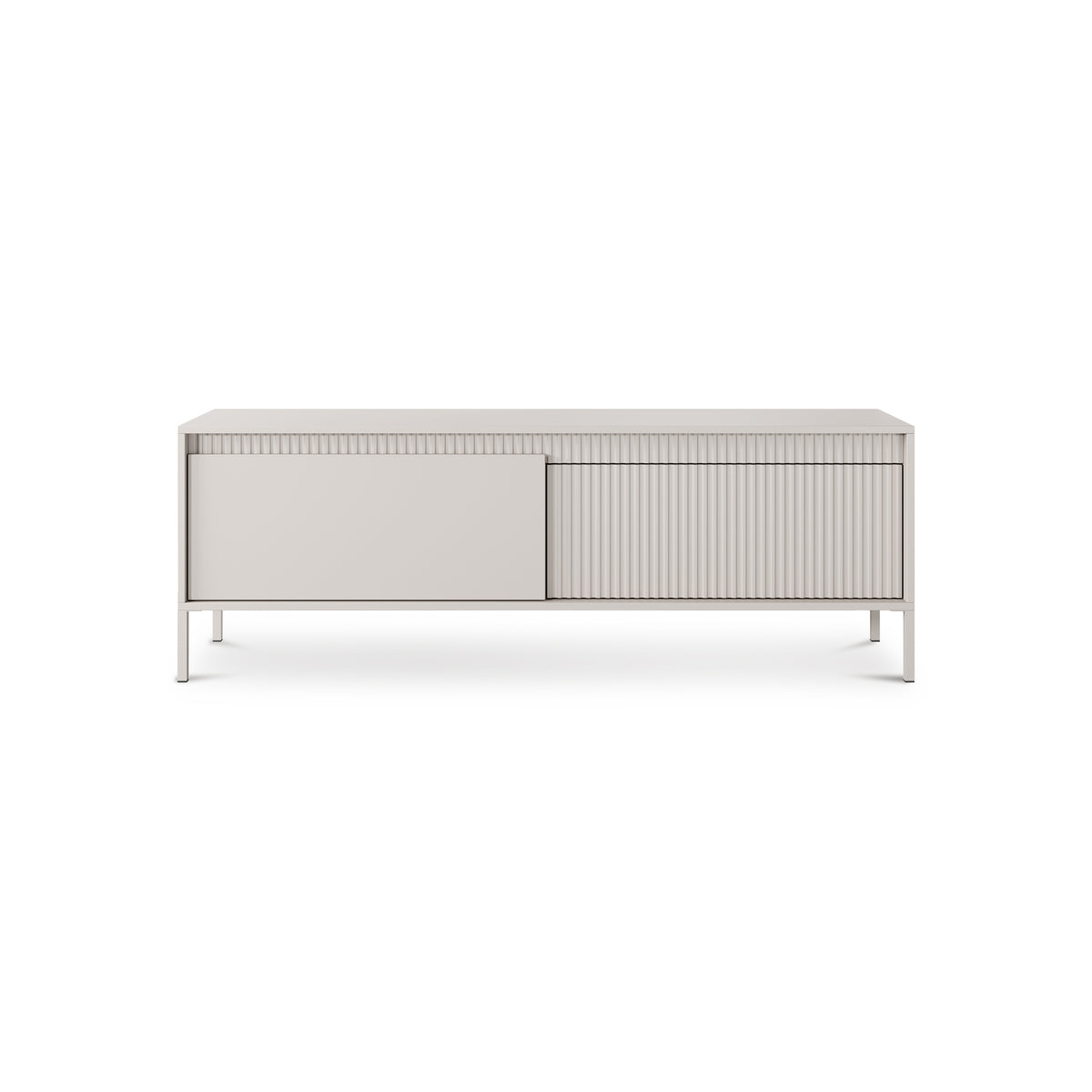 Szafka RTV Senra 154x53 w stylu japandi – widok z przodu