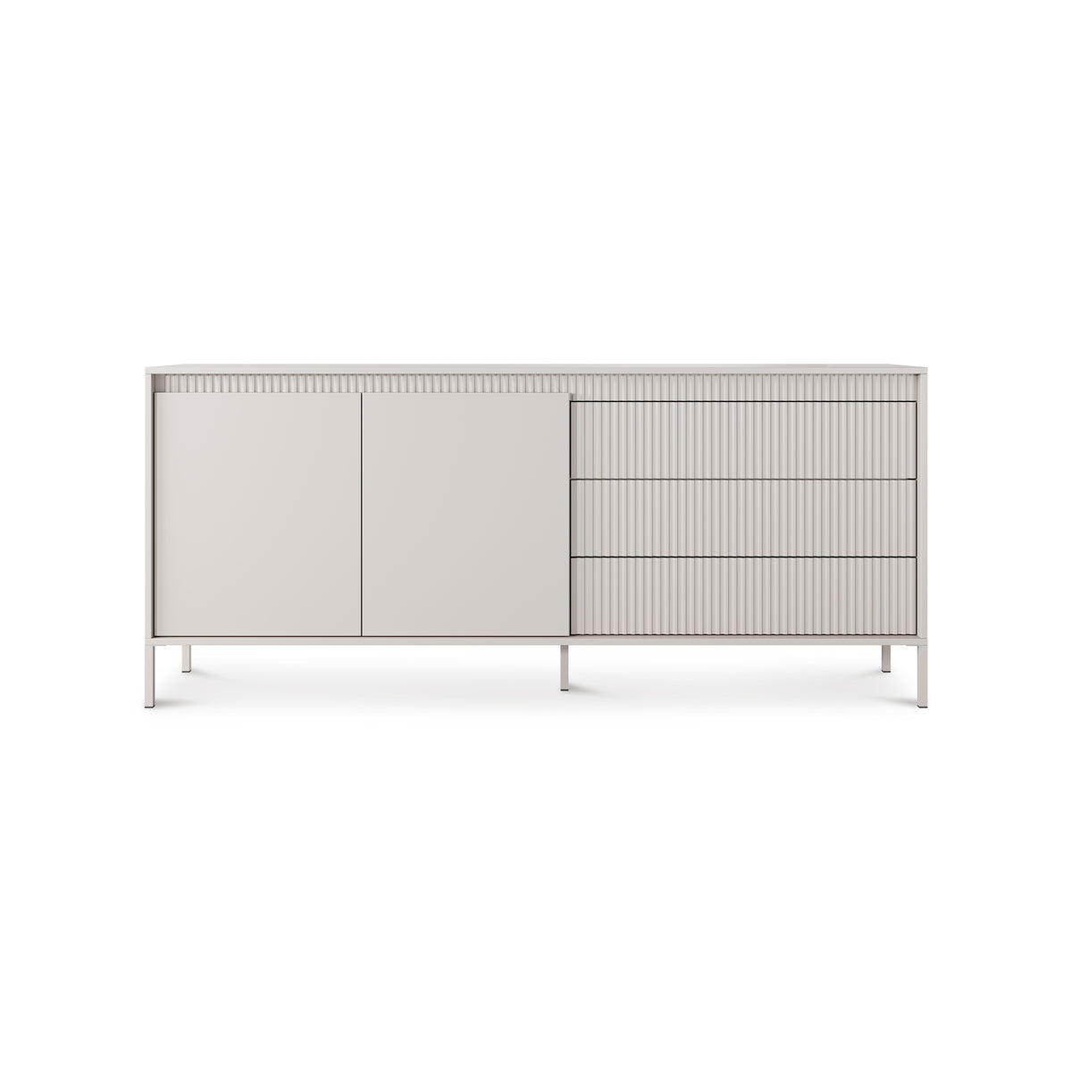 Komoda Senra z drzwiami i szufladami 187x81 w stylu japandi – widok z przodu