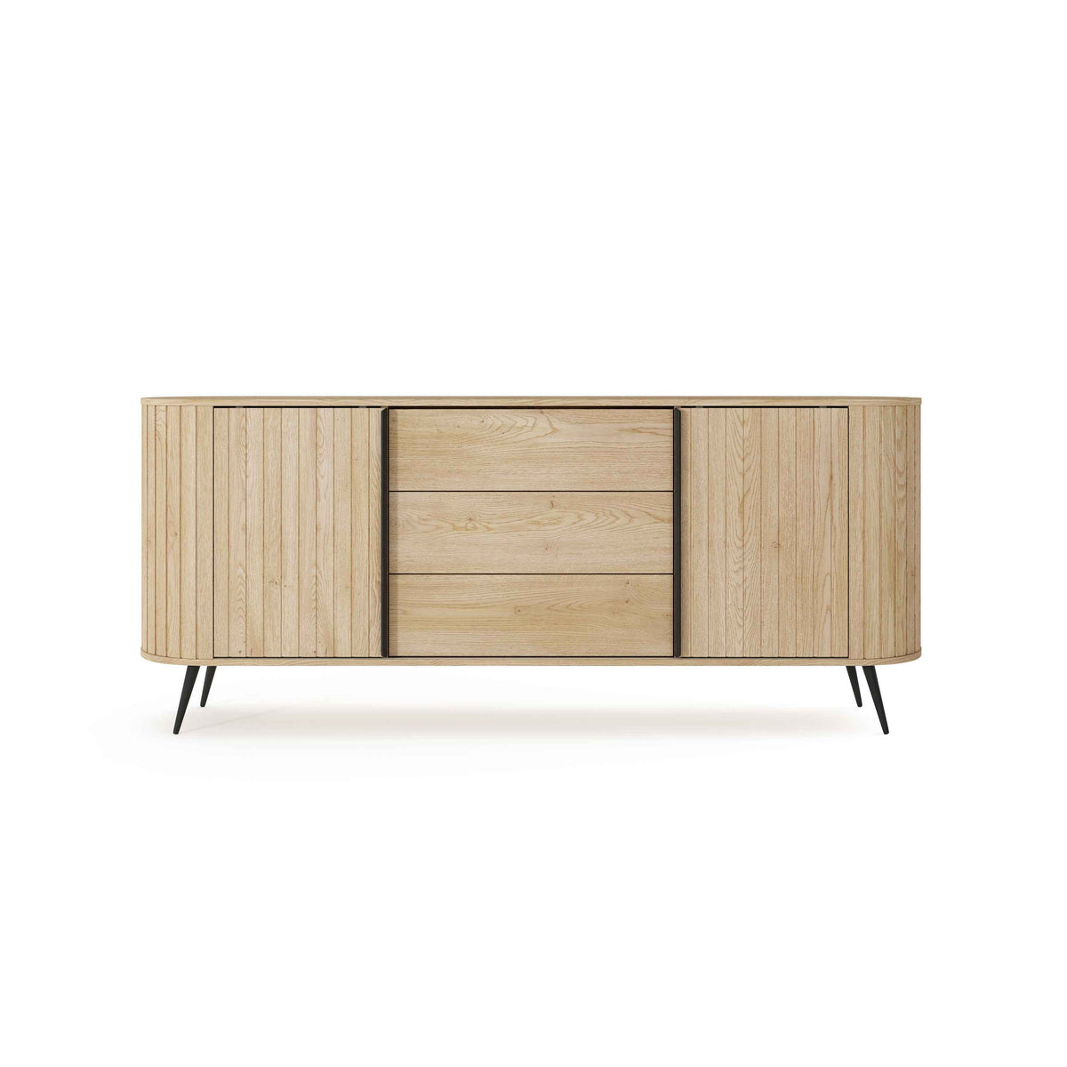 Llovia Sideboard with Sliding Doors and Drawers 196x82, Modern Style