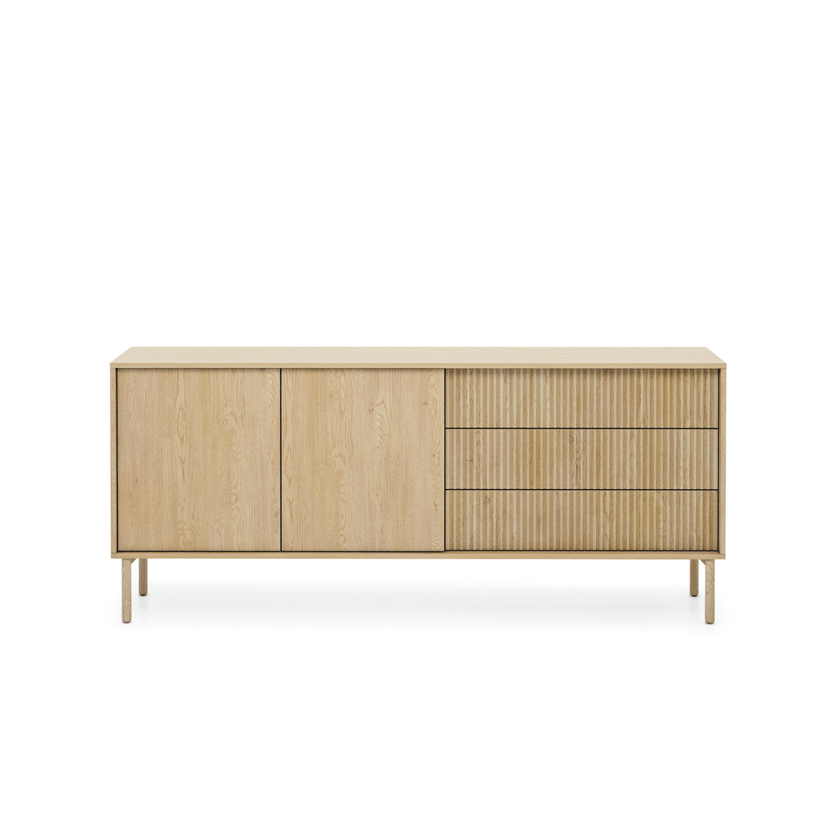 Komoda Viola 2-drzwiowa z 3 szufladami 187x80 w stylu japandi – widok z przodu