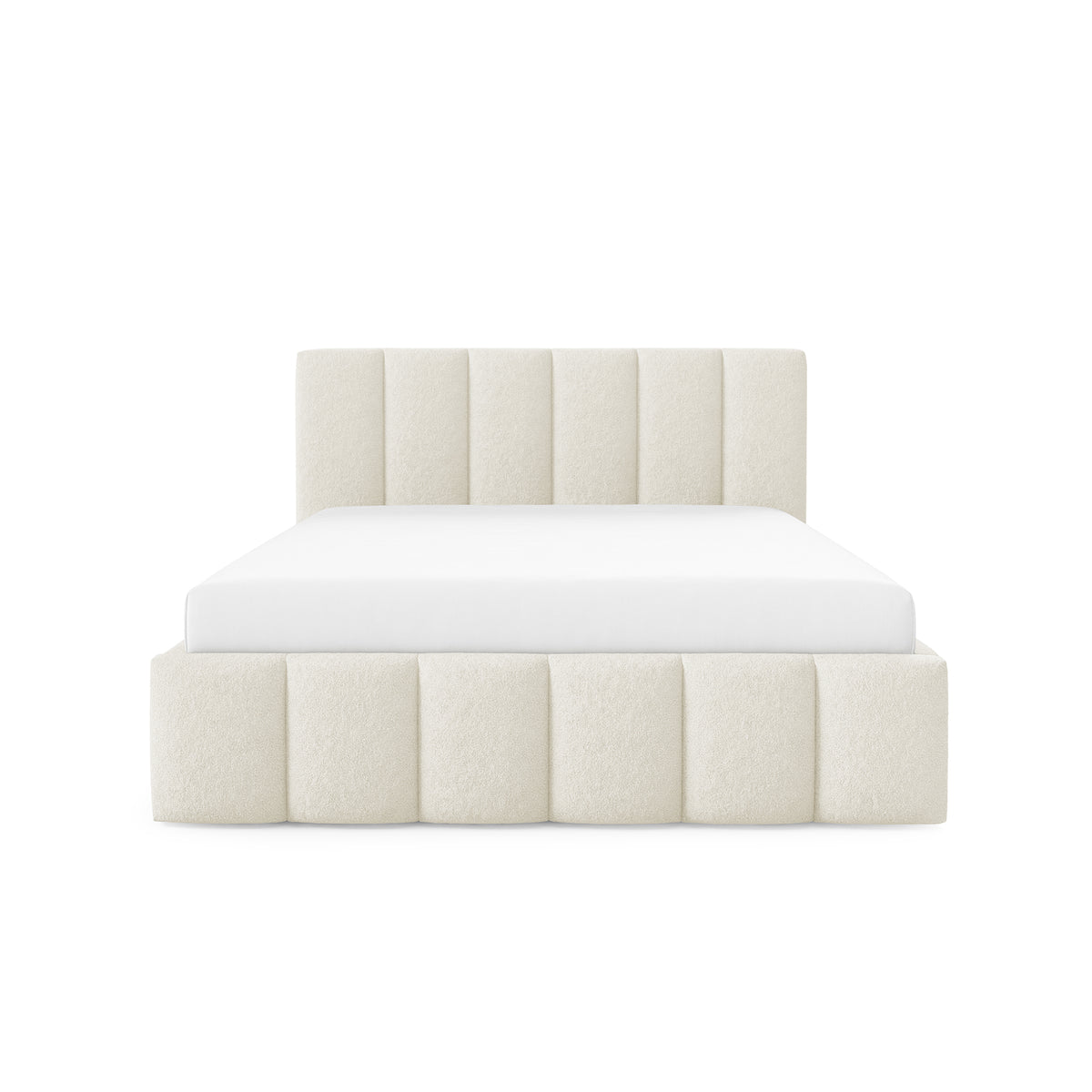 Nerom Quilted Upholstered Ottoman Bed with Bedding Storage, Various Sizes in Elegant Style, Lambi Fabric – front view