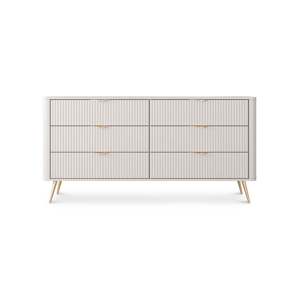 Komoda Laanti 163x81 z 6 szufladami w stylu eleganckim – widok z przodu