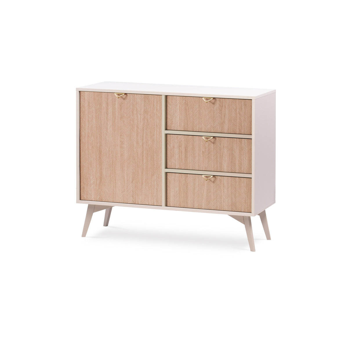 Mandala Sideboard 106x80 with Drawers and Cabinet, Japandi Style – Sand Beige