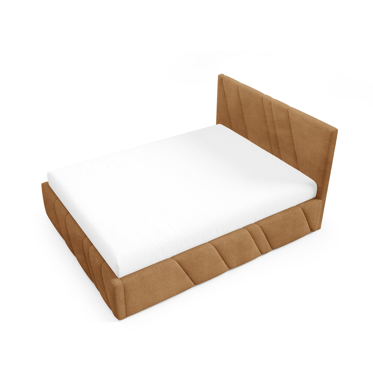 Raiz Quilted Upholstered Ottoman Bed with Storage, Various Sizes in Modern Style, Coral Fabric – photo 4