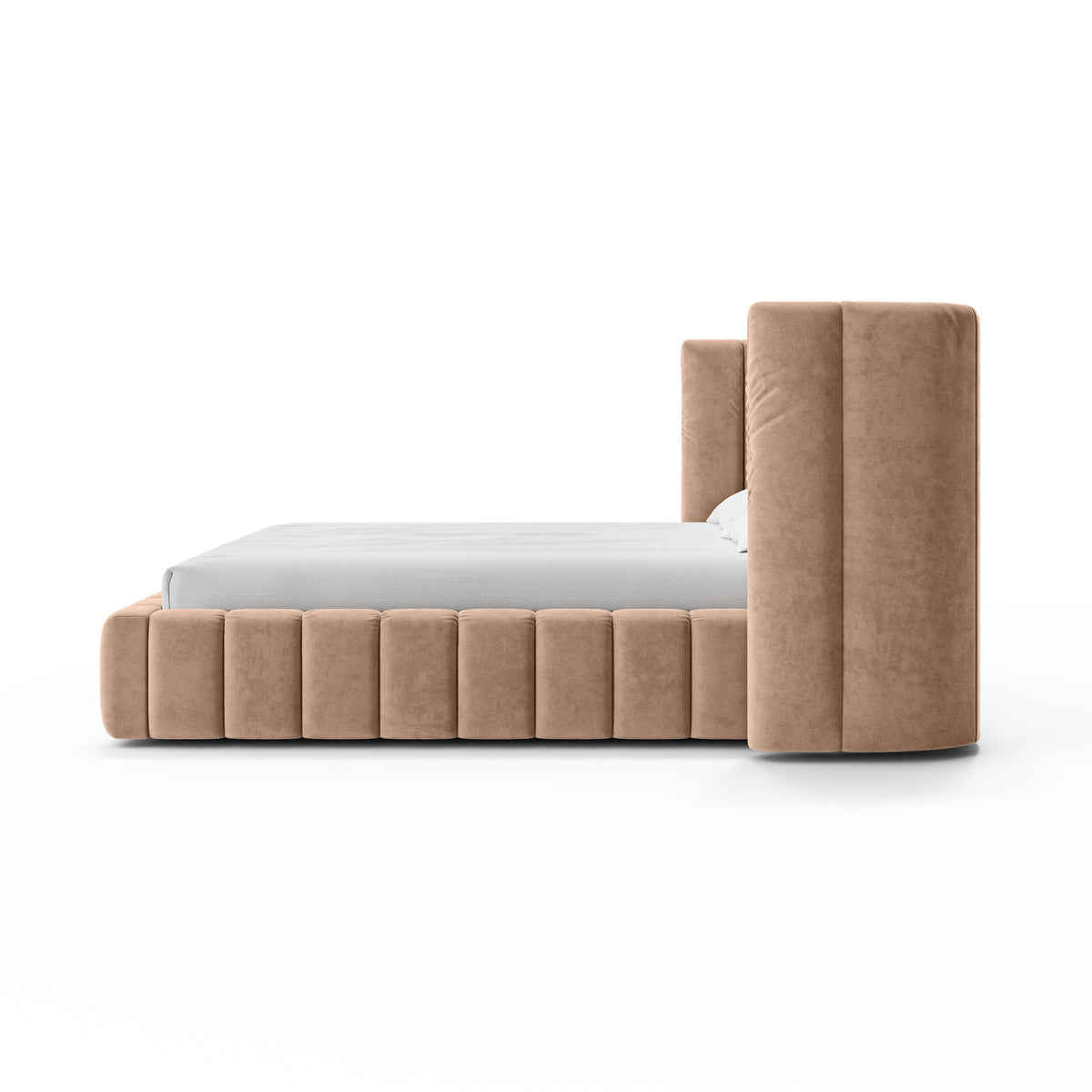 Gianda Upholstered Ottoman Bed with Vertical Tufting and Storage, Modern Soft Style – side view