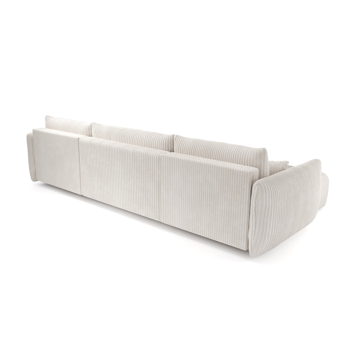 Narożnik Alloro U z funkcją spania o powierzchni 145x302 w stylu vintage – widok z tyłu