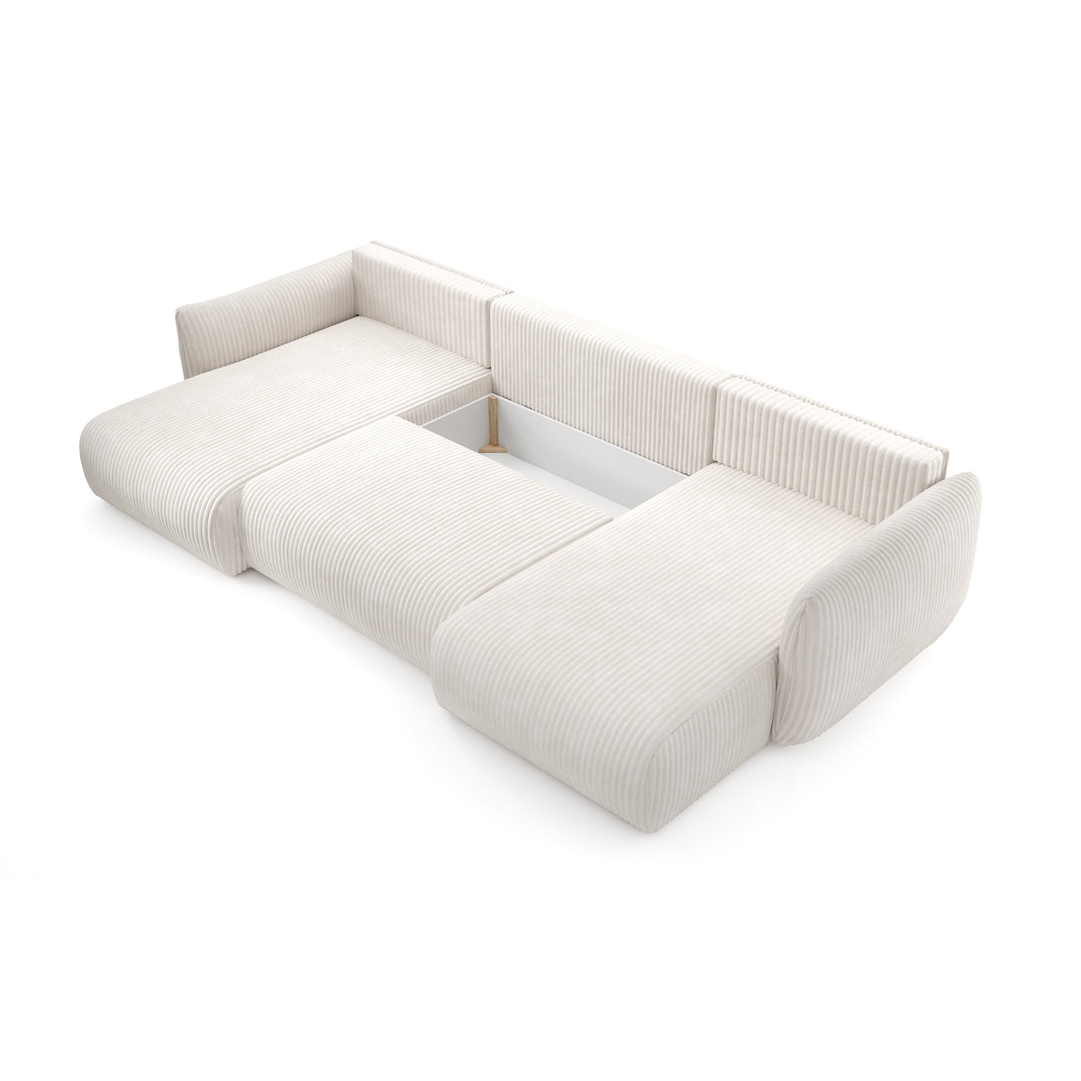 Narożnik Alloro U z funkcją spania o powierzchni 145x302 w stylu vintage – z otwartymi frontami