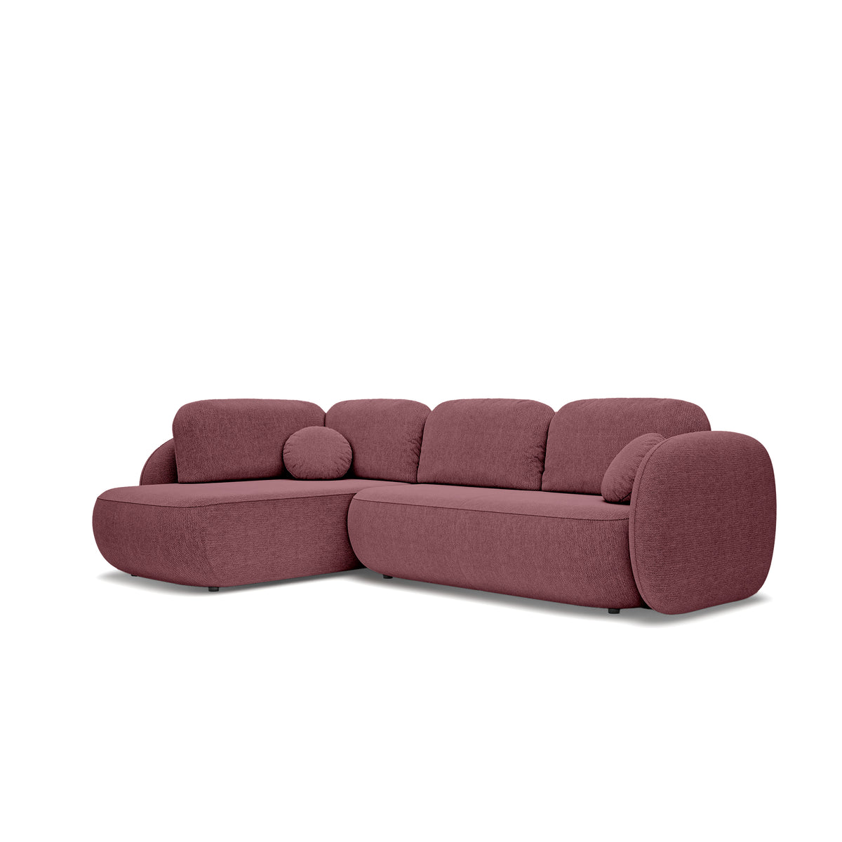 Narożnik z funkcją spania o powierzchni 123x250 w stylu organic modern | OLEMO Lewostronny Bordowy Mat (ARAGON 69)