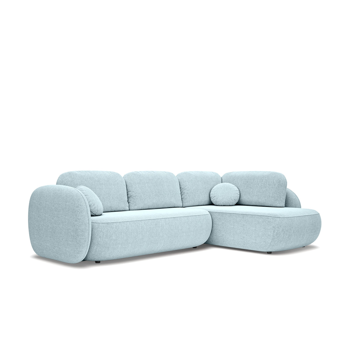 Narożnik z funkcją spania o powierzchni 123x250 w stylu organic modern | OLEMO Prawostronny Lodowy Lazur (ARAGON 70)