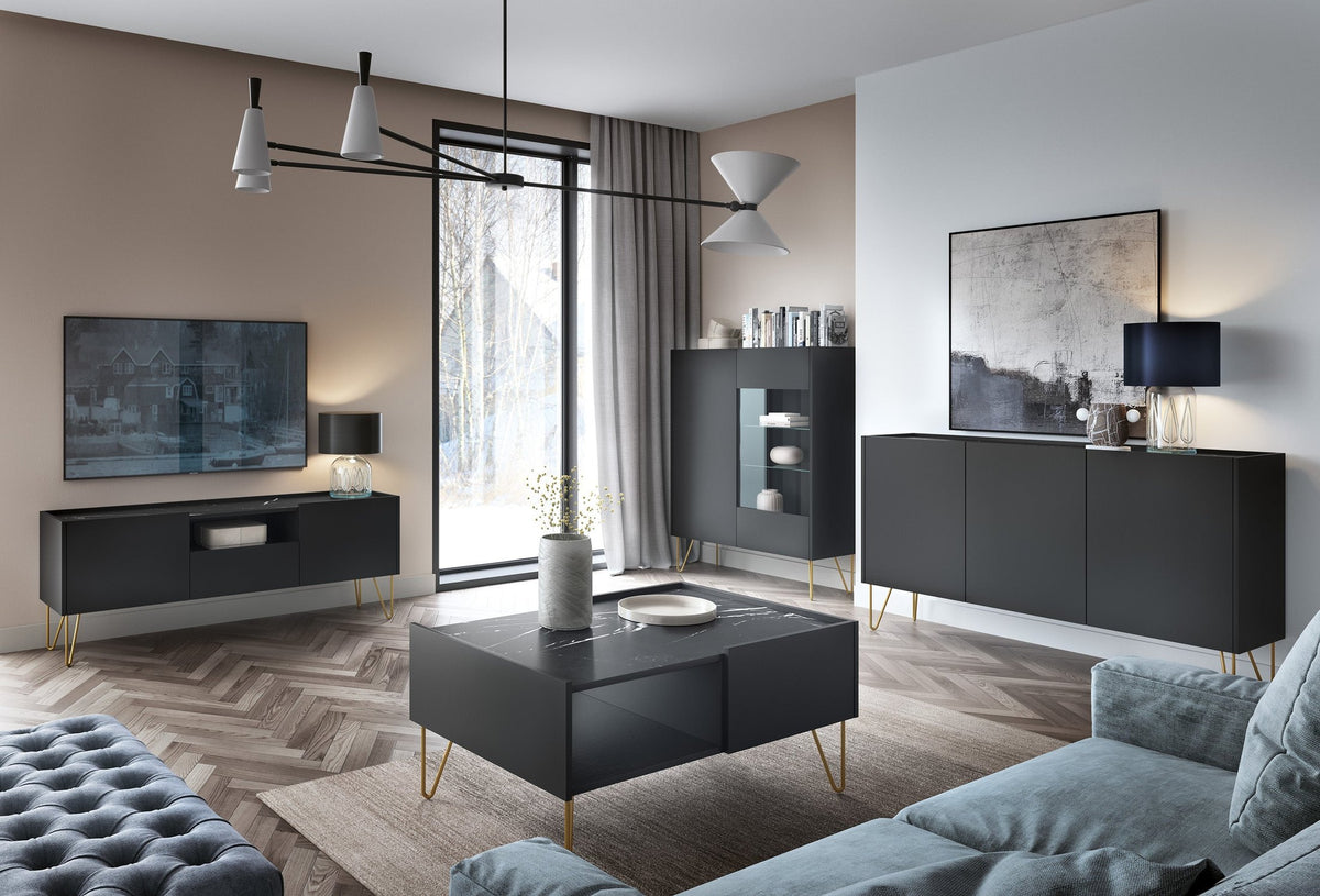Ballada TV Unit / TV Stand 144x55, Glamour Style – in a room setting