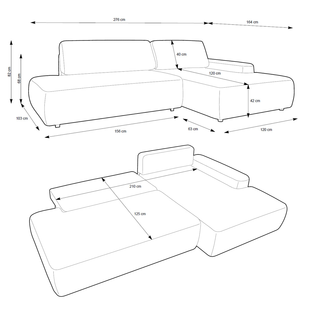 Bamby 4 Seater Corner Sofa Bed 125x210, Japandi Style – photo 6