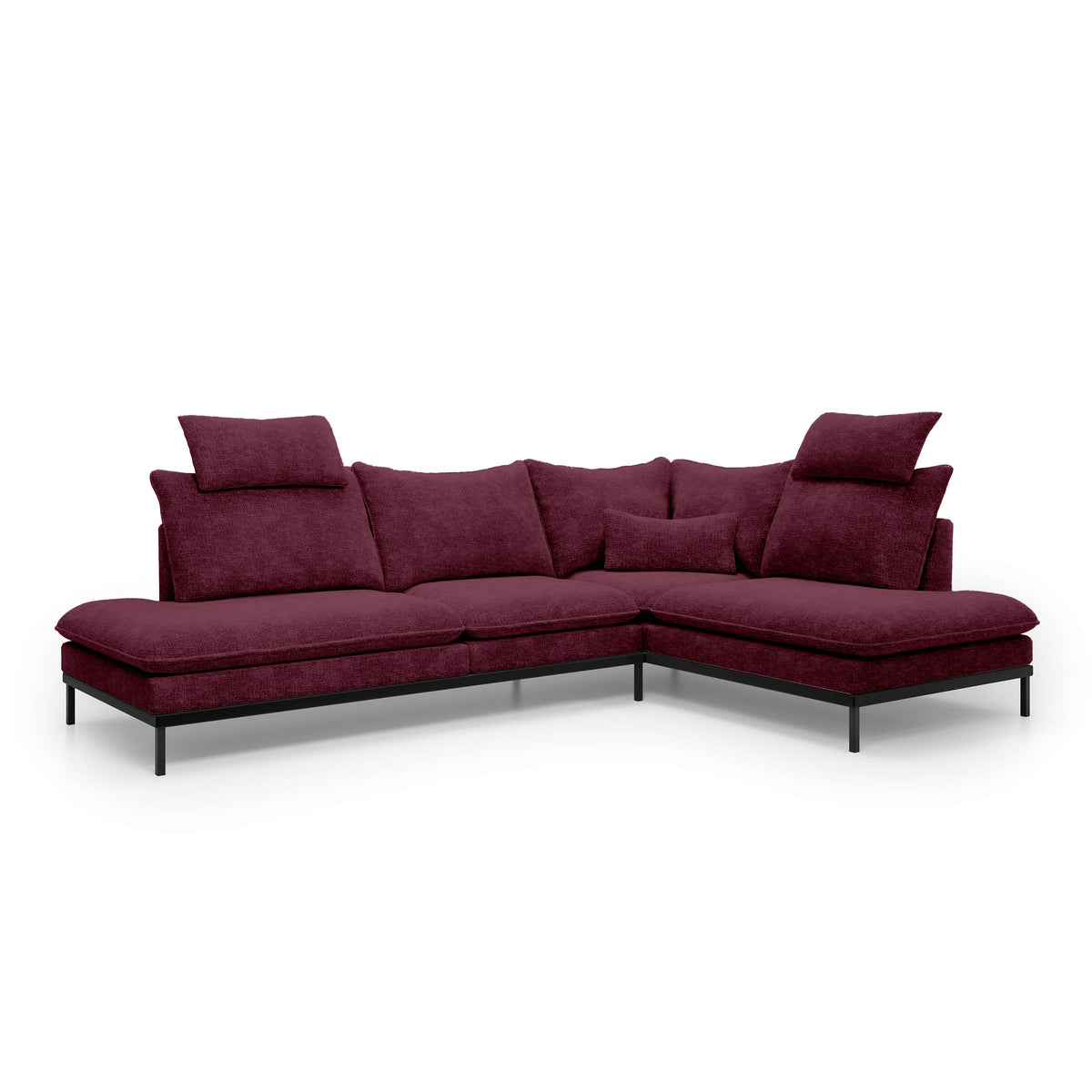 Narożnik Premium 4-osobowy 293×198 cm w stylu eleganckim | Leafy Prawostronna Rubinowy Popiół (CREMONA 59)