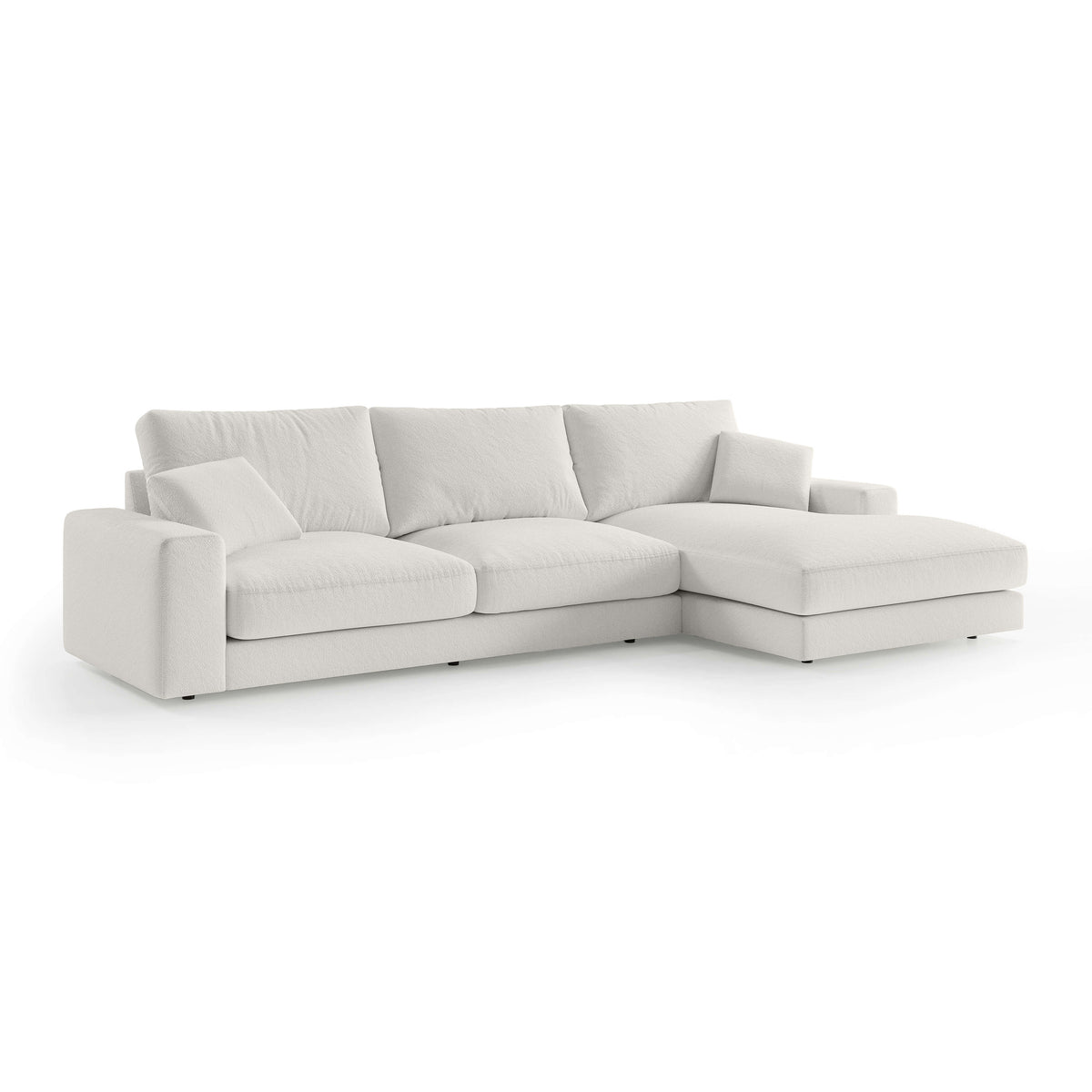 Harvesty 4–5 Seater Premium Corner Sofa, Minimalist Style – Right-Sided, Porcelain White (ARAGON 01)