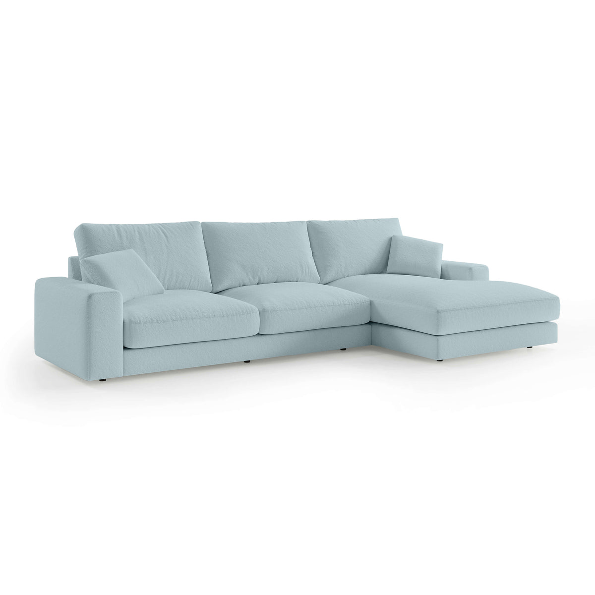 Harvesty 4–5 Seater Premium Corner Sofa, Minimalist Style – Right-Sided, Icy Azure (ARAGON 70)