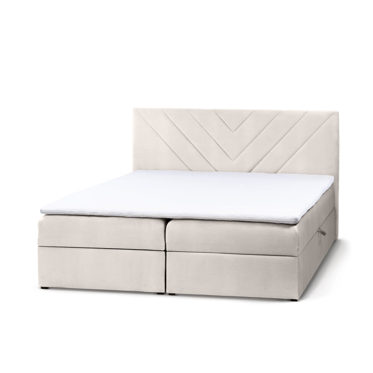 Lasy Continental Divan Bed with Topper, Modern Style – White Linen (CASABLANCA 2301), 200