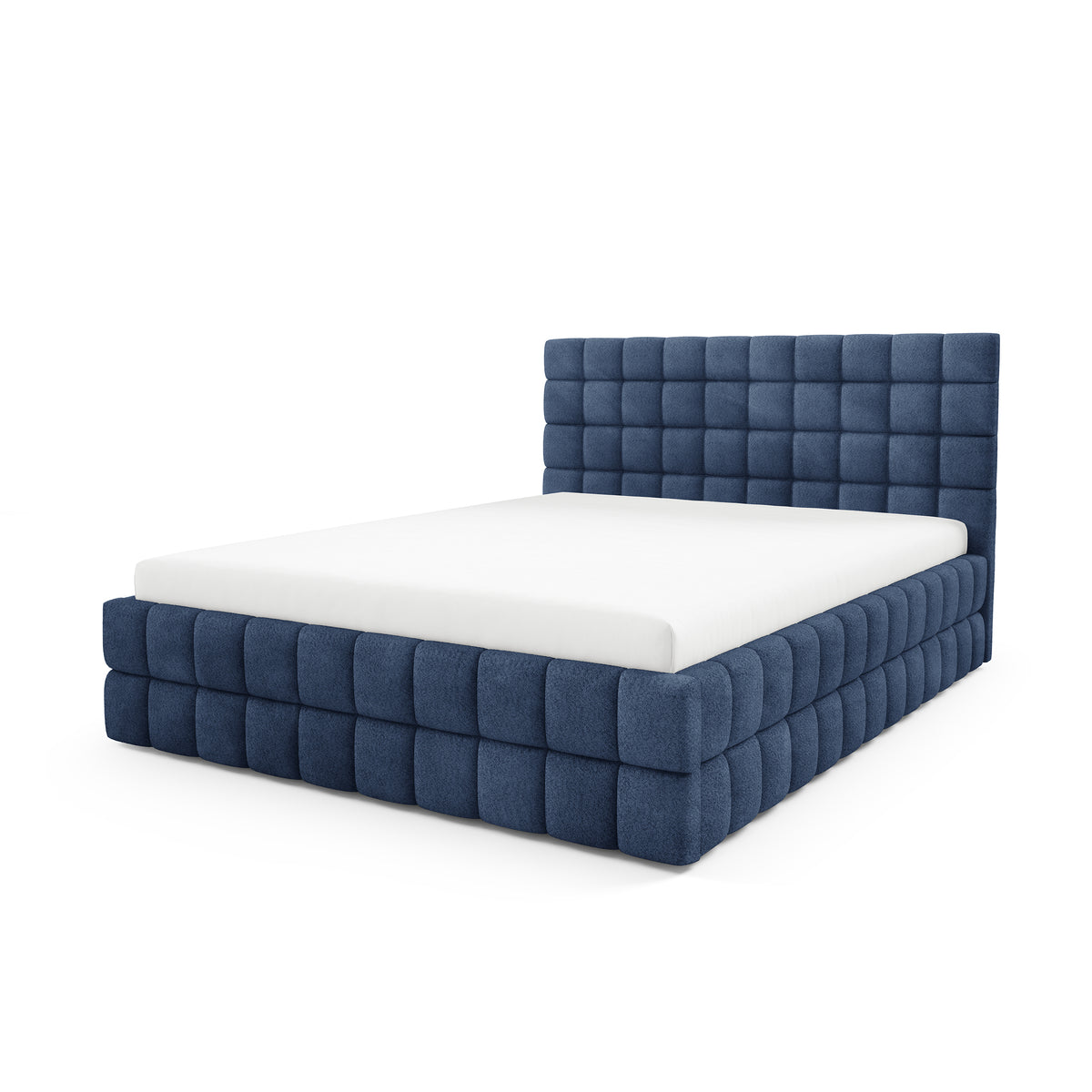 Stratus Upholstered Ottoman Bed with Storage, Various Sizes in Modern Style, Coral Fabric – Ocean Depth (CORAL 05)