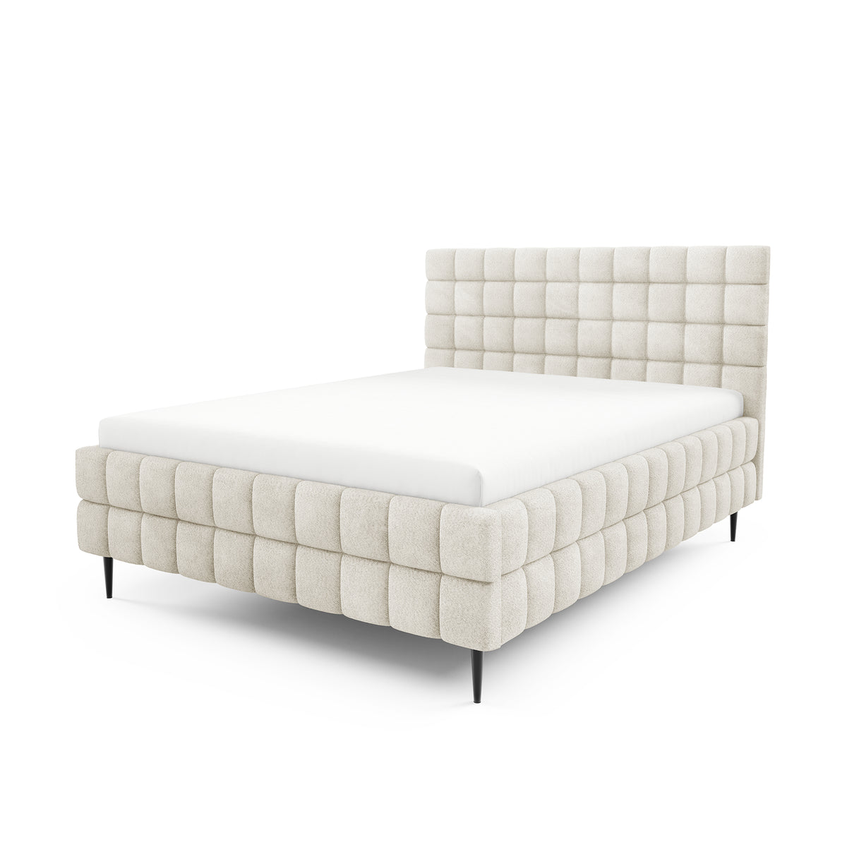 Stratus Upholstered Ottoman Bed with Storage, Various Sizes in Modern Style, Coral Fabric – Taupe Sand (CORAL 65)