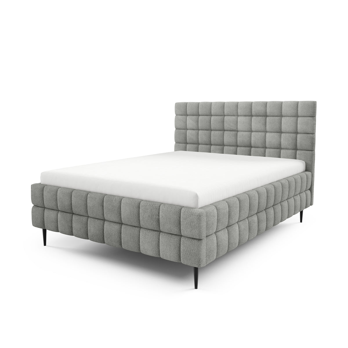 Stratus Upholstered Ottoman Bed with Storage, Various Sizes in Modern Style, Coral Fabric – Desert Gray (CORAL 75)