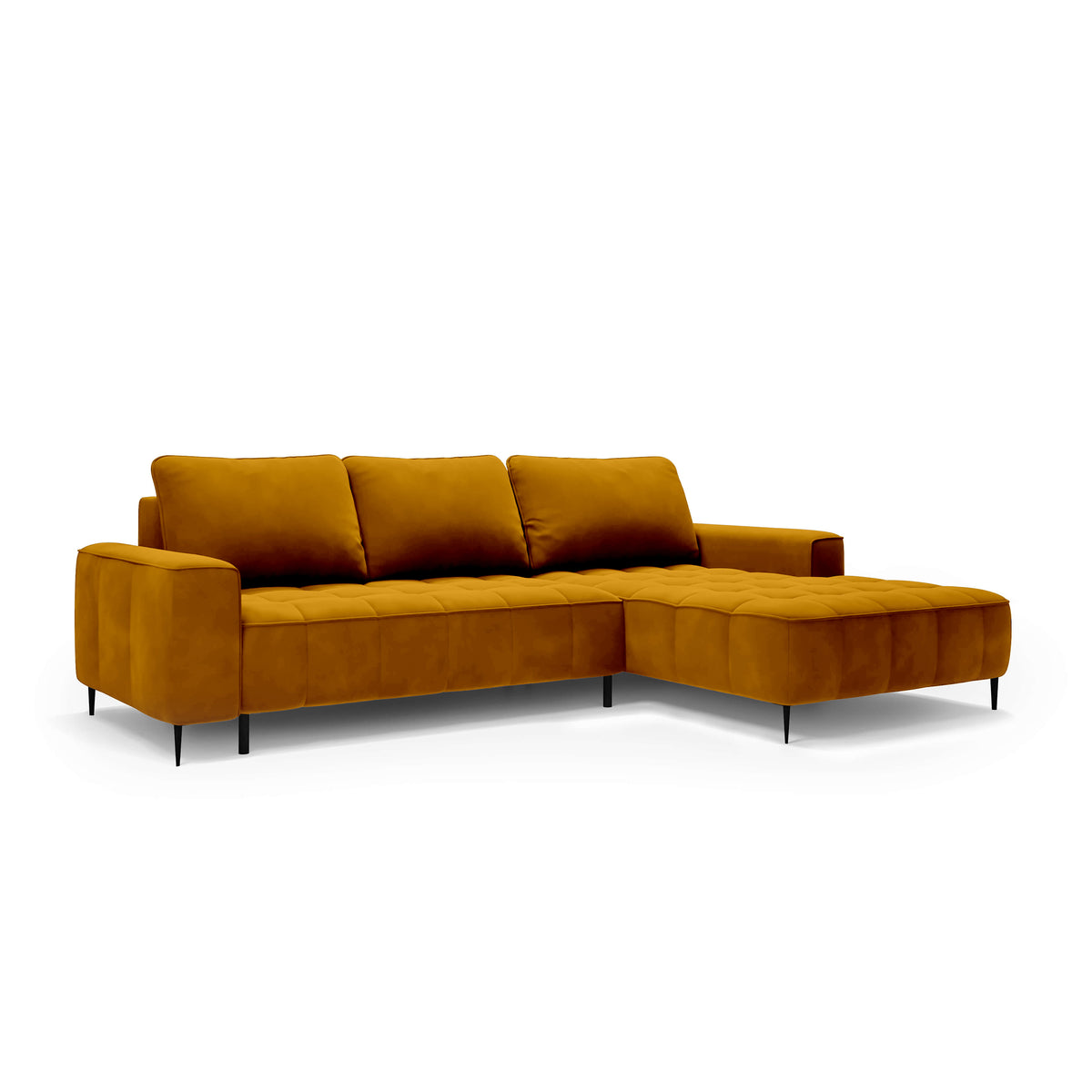 Francessco Corner Sofa with Bedding Storage 280 cm, Elegant Style – Right-Sided, Amber Ochre (SALVADOR 09)