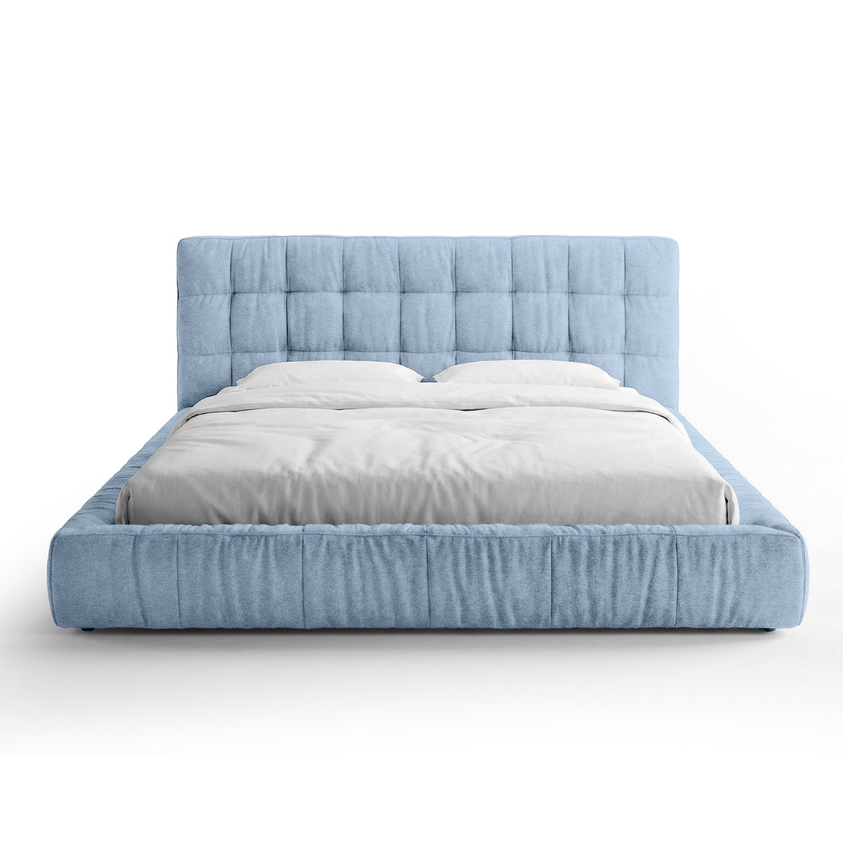 Talaro Quilted Upholstered Bed with a Low Frame, Modern Style – 180x200, Azure Ice (GOLDEN 72)