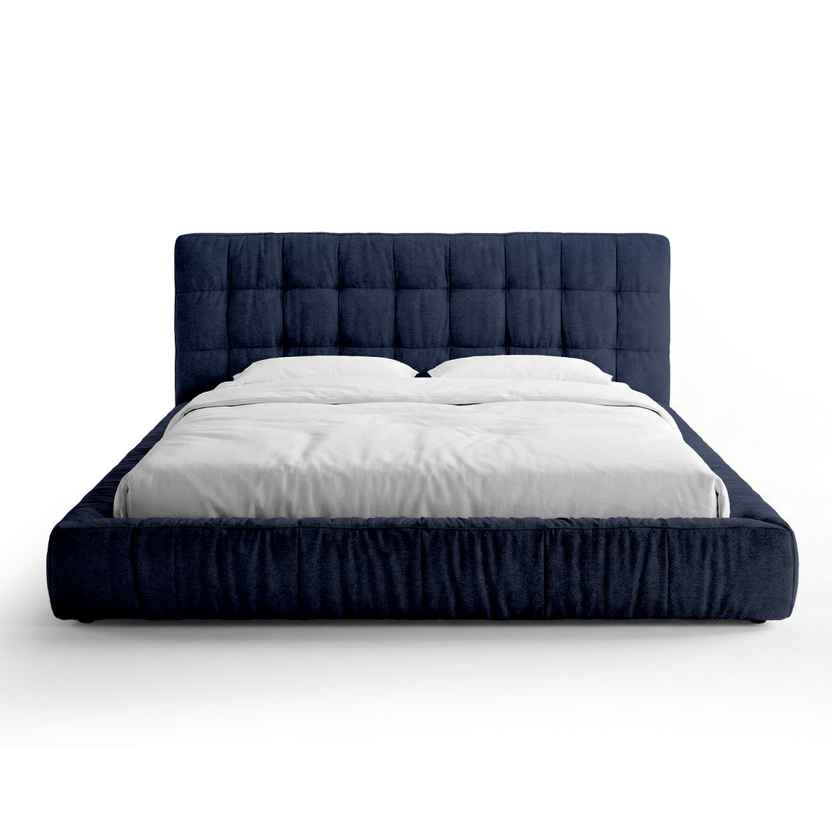 Talaro Quilted Upholstered Bed with a Low Frame, Modern Style – 180x200, Sapphire Graphite (GOLDEN 79)