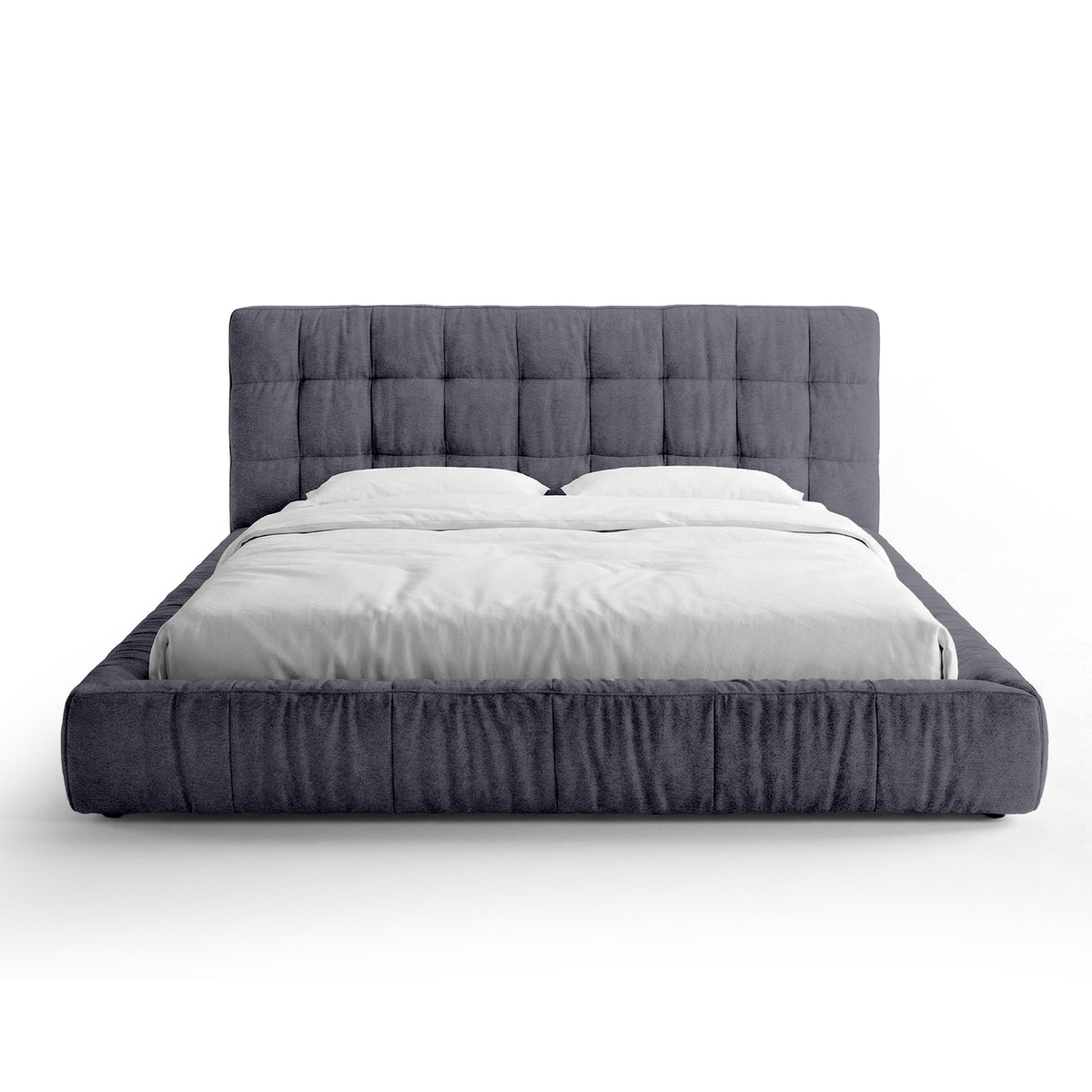 Talaro Quilted Upholstered Bed with a Low Frame, Modern Style – 160x200, Violet Slate (GOLDEN 97)