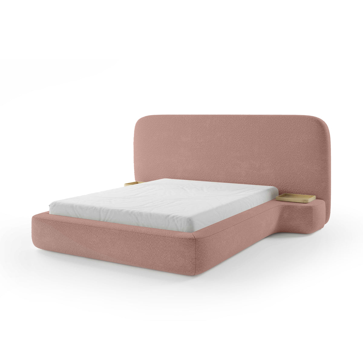 Genz Upholstered Bed, Japandi Style – Rosy Beige (ARAGON 62), 200