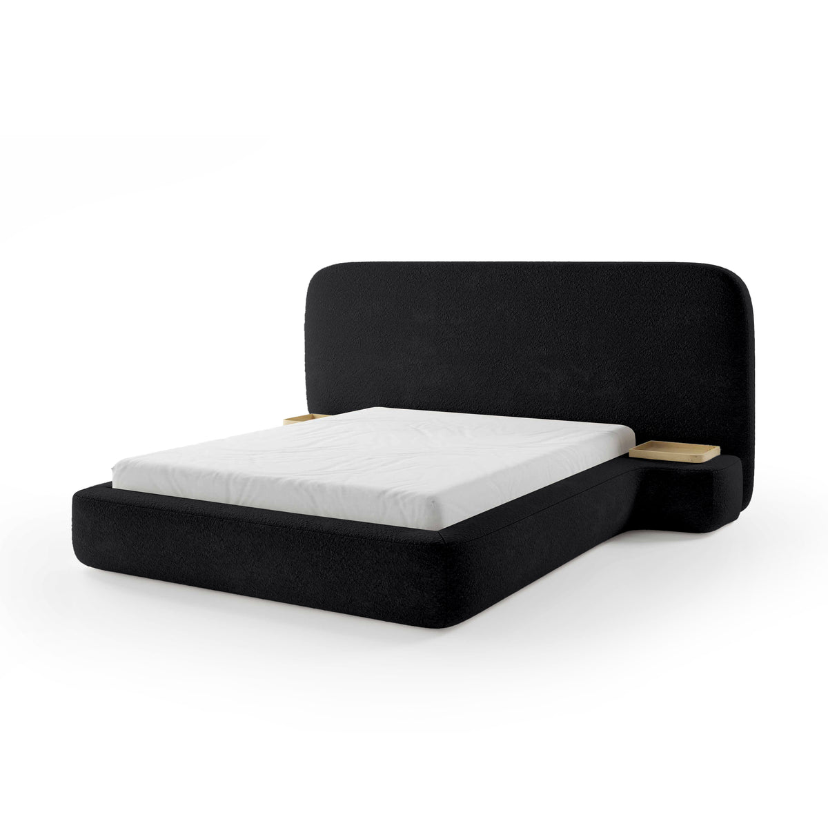 Genz Upholstered Bed, Japandi Style – Raven Depth (ARAGON 99), 200