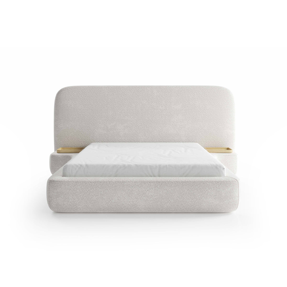 Genz Upholstered Bed, Japandi Style – front view