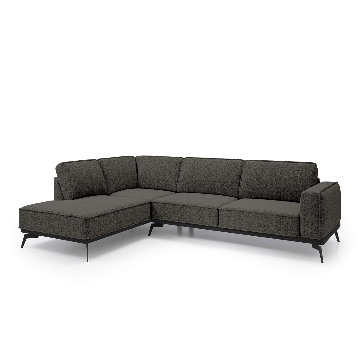 Rosalia Premium Corner Sofa 293 cm, Modern Style – Left-Sided, Basalt Brown (ARAGON 97)