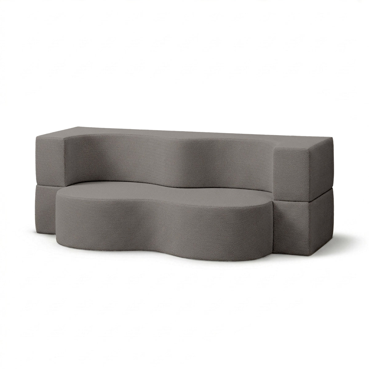 Kamelia Outdoor Foam Sofa Bed in Modern Style with Organic Form in Harris Outdoor Fabric – Graphite Dust (HARRIS 7525)
