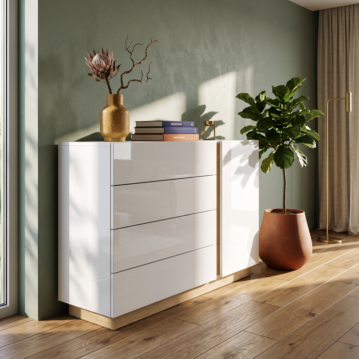 Armelia Sideboard 138x91, Minimalist Style – in a room setting