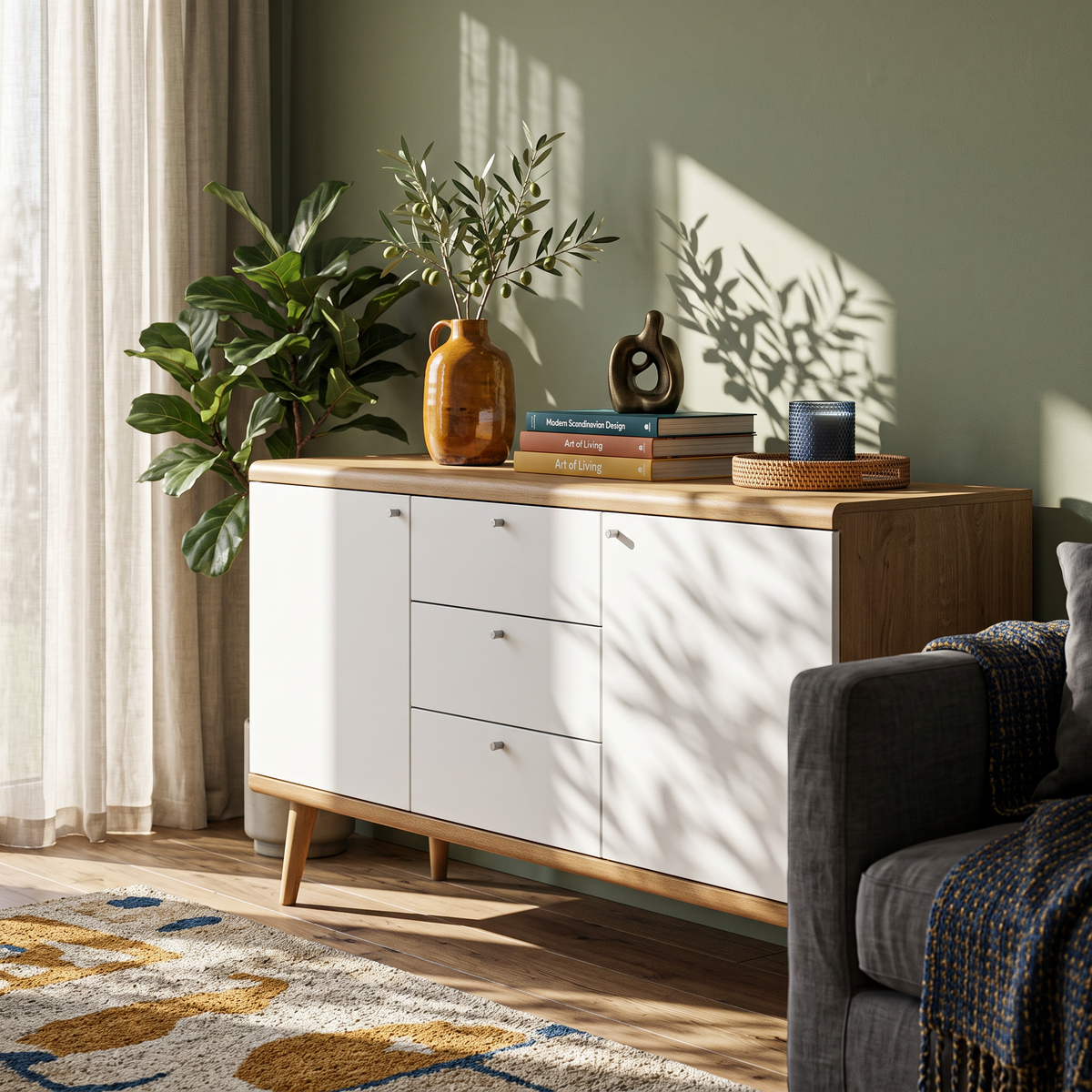 Lato Sideboard 160x83, Scandinavian Style – in a room setting