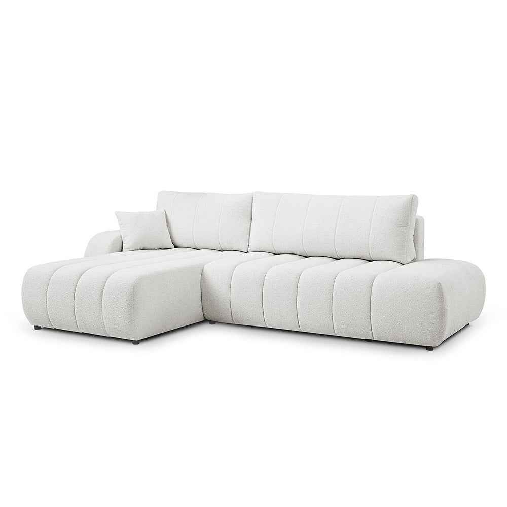Baloa Corner Sofa Bed DL 276 cm, Modern Style – Left-sided, Morning Mist (LAMBI 07)