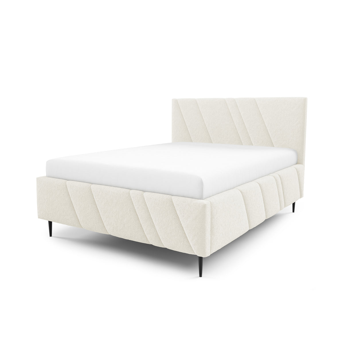 Raiz Quilted Upholstered Ottoman Bed with Storage, Various Sizes in Modern Style, Lambi Fabric – Ivory Coast (LAMBI 01)
