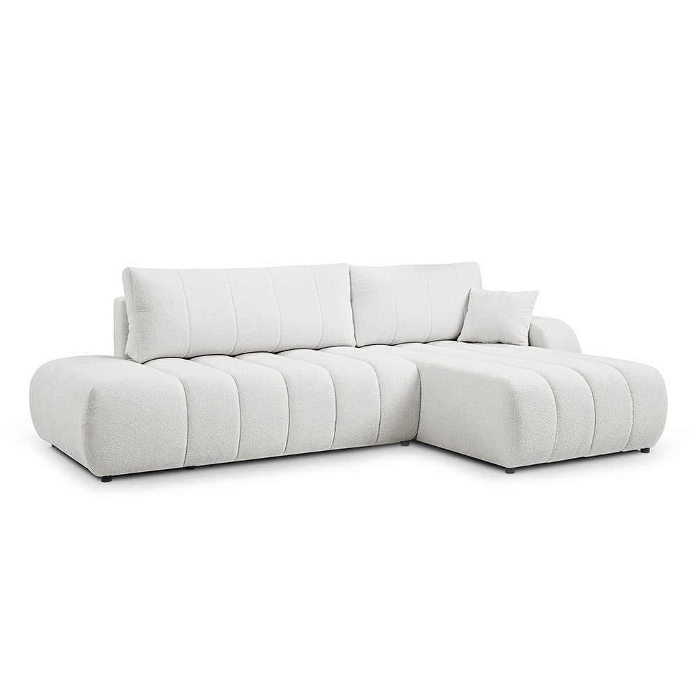 Baloa Corner Sofa Bed DL 276 cm, Modern Style – Right-sided, Morning Mist (LAMBI 07)