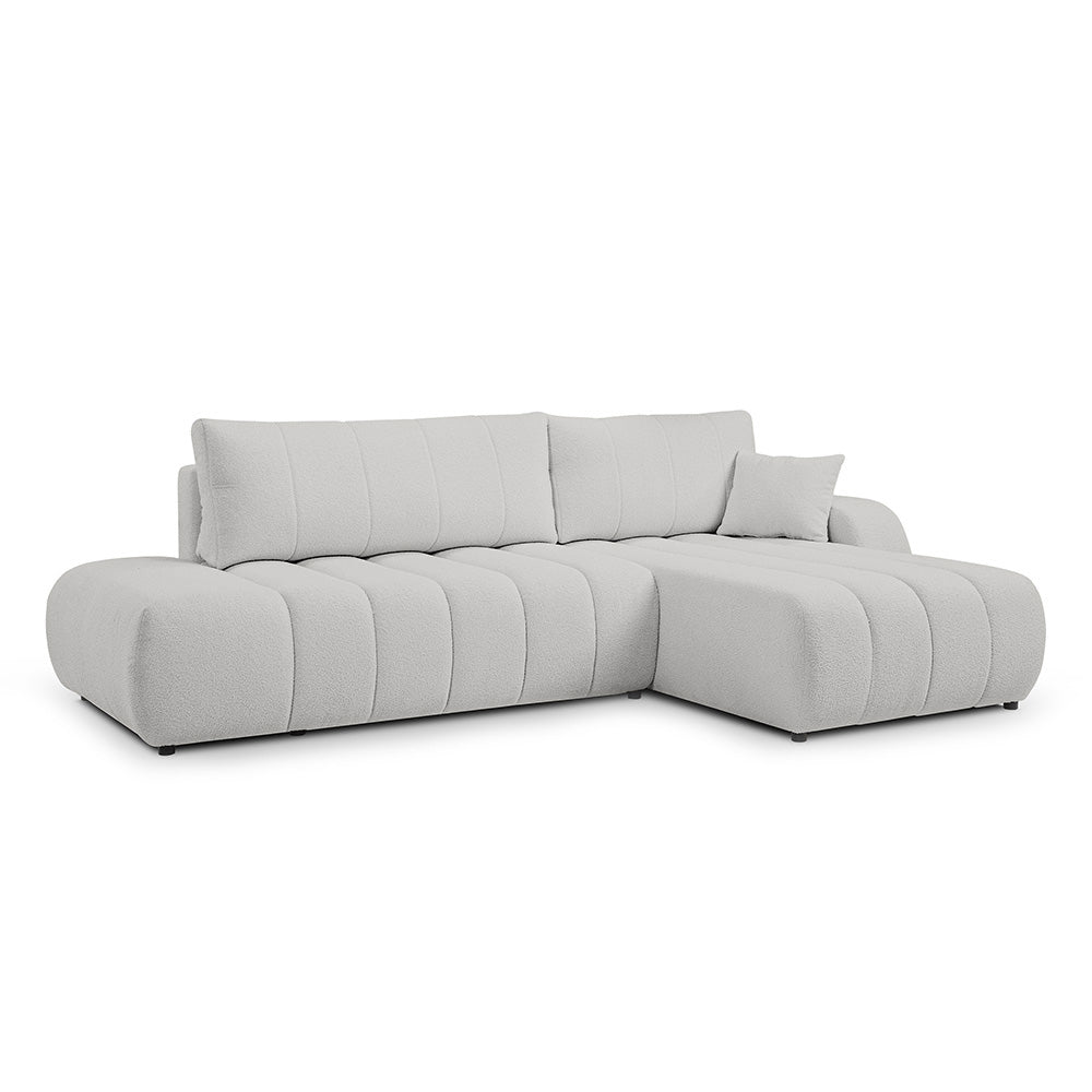 Baloa Corner Sofa Bed DL 276 cm, Modern Style – Right-sided, Misty Stone (LAMBI 09)